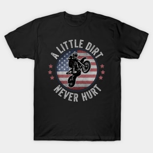 Dirt Biking USA Dirt Bike Rider Motocross American Flag T-Shirt